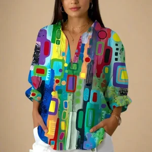 Edna | bluse med geometrisk mønster
