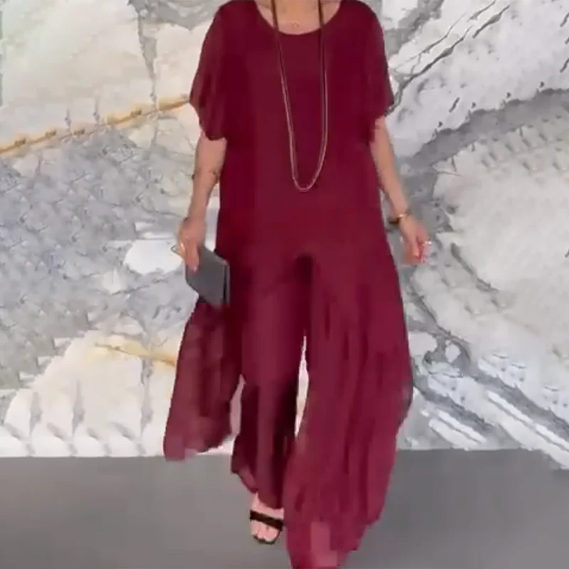 ✨️50% de réduction✨️Ensemble haut irrégulier et pantalon ample pour femme - Billede 9